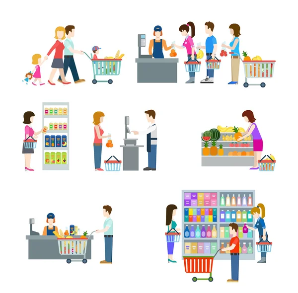 People in shopping mall — Stock Vector