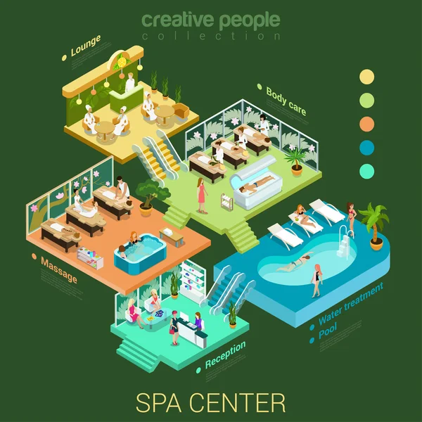 等距抽象 spa 美发中心 — 图库矢量图片