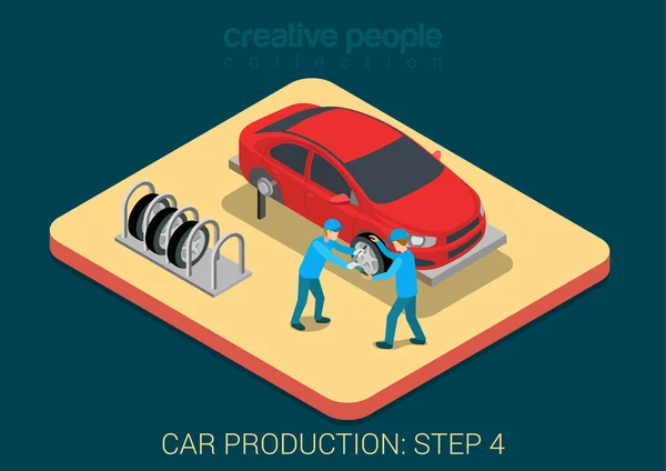 Proceso de producción de automóviles — Archivo Imágenes Vectoriales