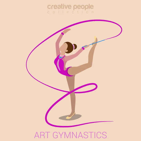 Sports woman art gymnastics workout — Stok Vektör