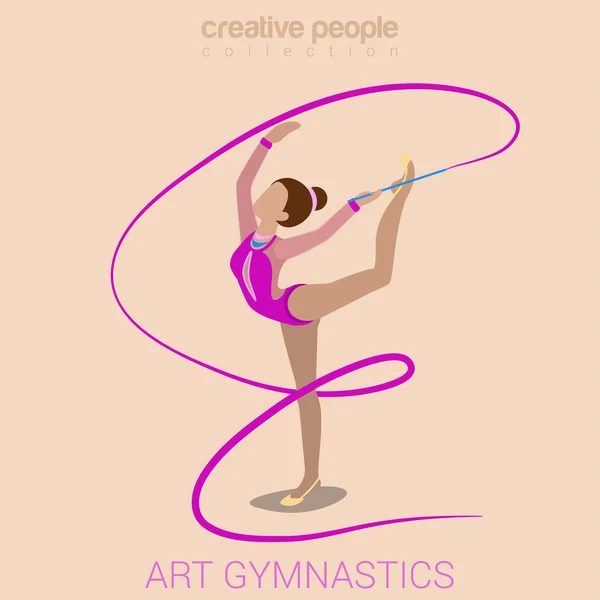 Deportes mujer arte gimnasia entrenamiento — Vector de stock