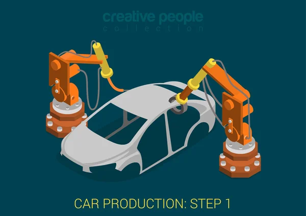 Proceso de producción de automóviles — Vector de stock