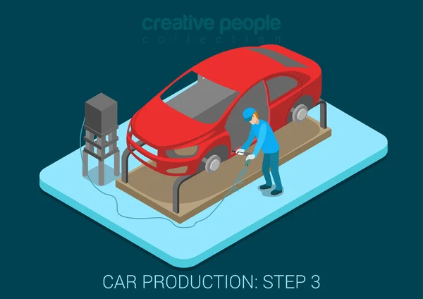 Proceso de producción de automóviles — Vector de stock