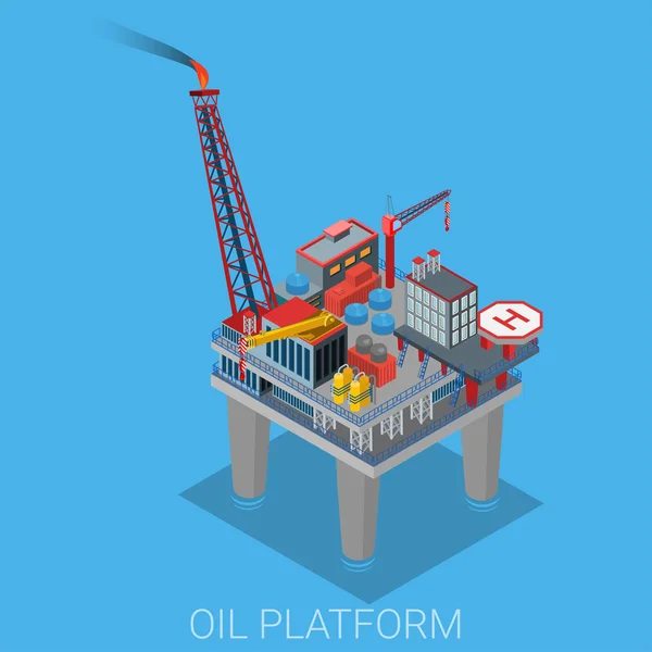 Oil platform with  helicopter platform — Stockový vektor