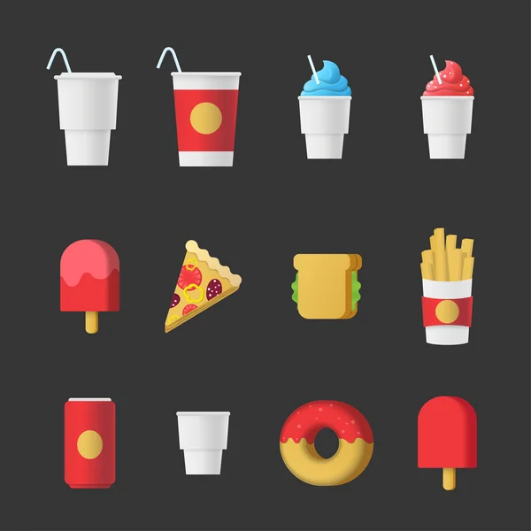 Conjunto de iconos de comida rápida. — Archivo Imágenes Vectoriales
