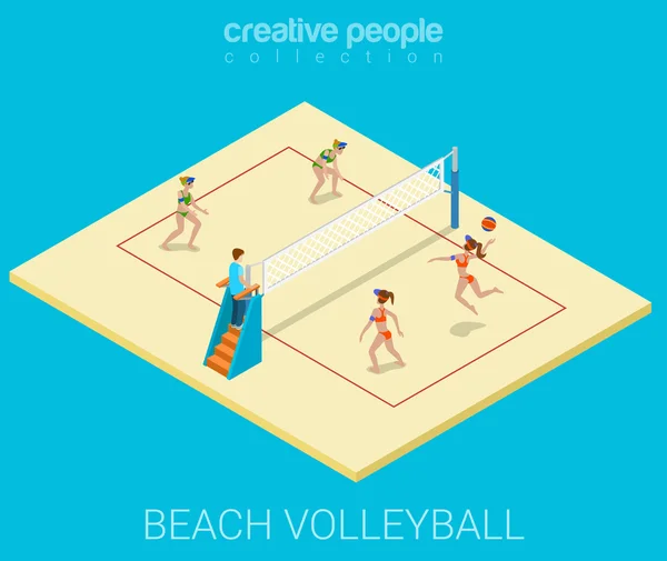 Beach volleyball field team — Stok Vektör