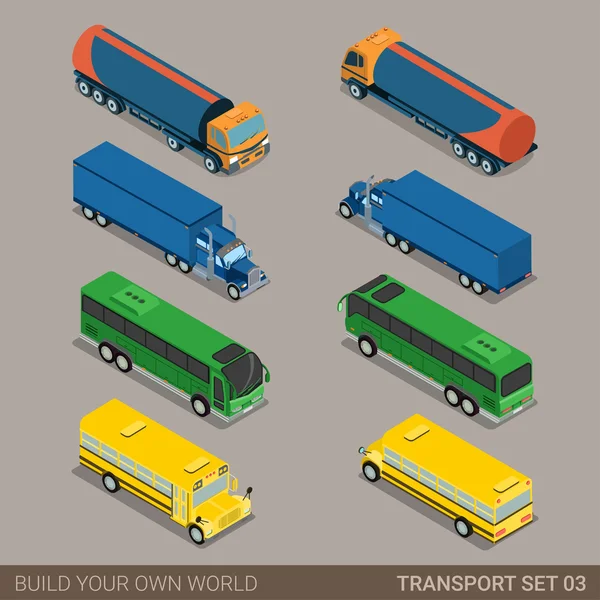 Lange voertuig pictogram transportset. — Stockvector