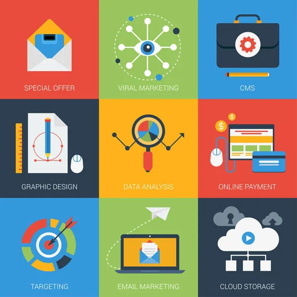 Conjunto de ícones digitais planos —  Vetores de Stock