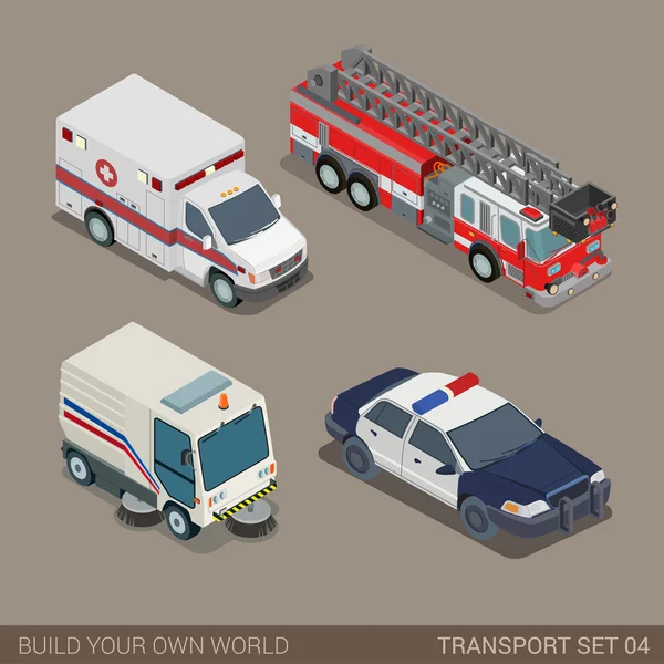 Conjunto de iconos de transporte isométrico plano — Vector de stock