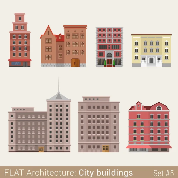 Edifícios municipais modernos de estilo plano —  Vetores de Stock