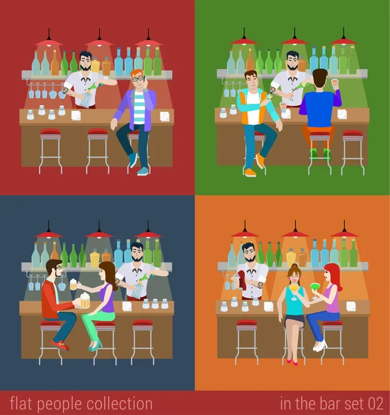 Conjunto de amigos en el bar — Vector de stock