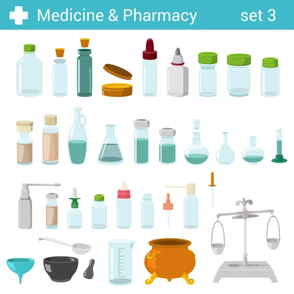 Flat style medical pharmaceutical icons — Stock Illustration Flat style medical pharmaceutical icons Vector Graphics