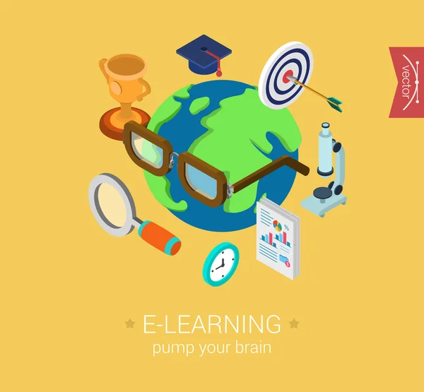 E-learning online concetto di istruzione globale — Vettoriale Stock