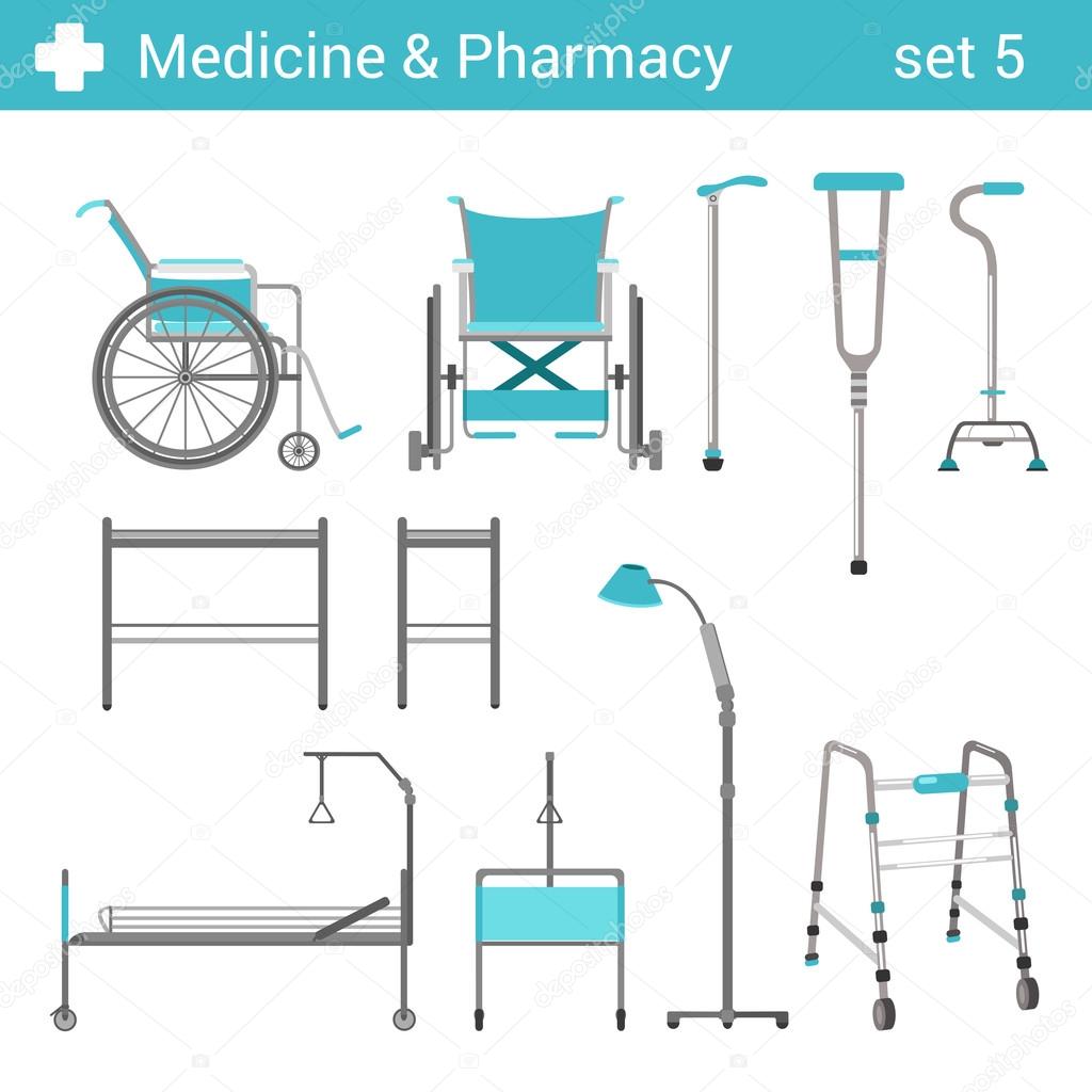medical disabled equipment icon set.