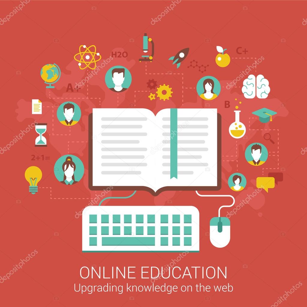 Modern flat design for online education