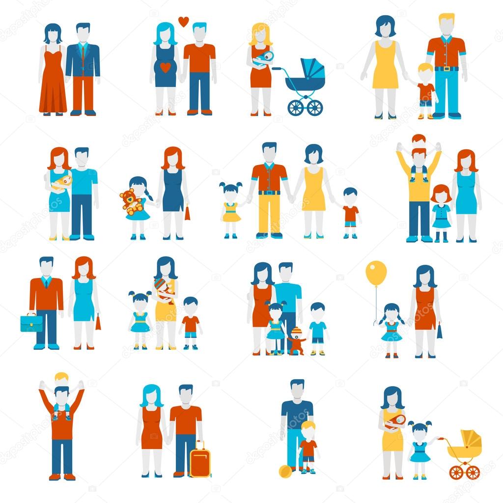 Family flat style people figures