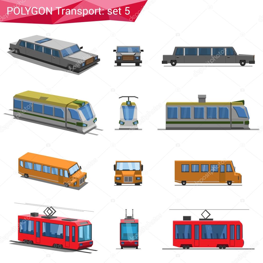 Polygonal style vehicles  icons