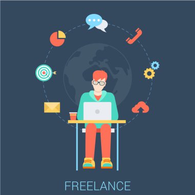 Freelance work flat web infographic