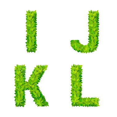 ABC grass leaves letters  elements clipart