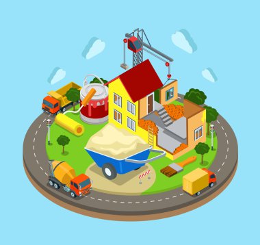 Flat isometric island infographics