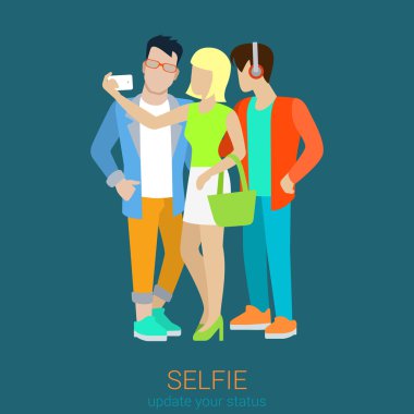 Flat style selfie smartphone making
