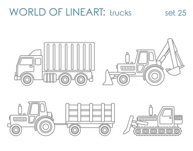 Construction municipal transport hipster set.