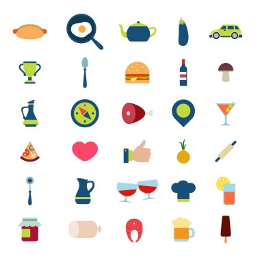 Restoran app simgelerin düz stil