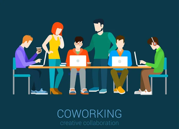 Coworking-Gruppe von Menschen am Tisch — Stockvektor