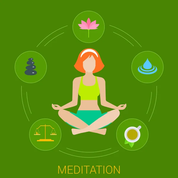 Woman meditation process concept — Stok Vektör