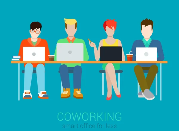 Coworking ploché web infographic koncept — Stockový vektor