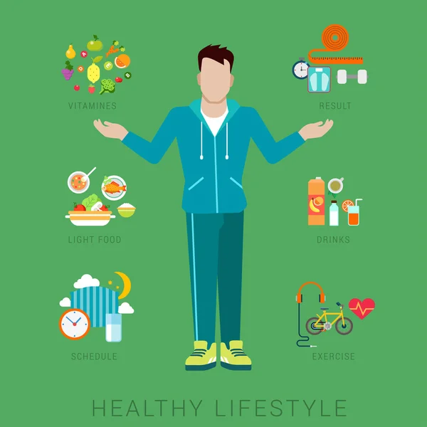 Slim healthy lifestyle  infographics concept. — ストックベクタ