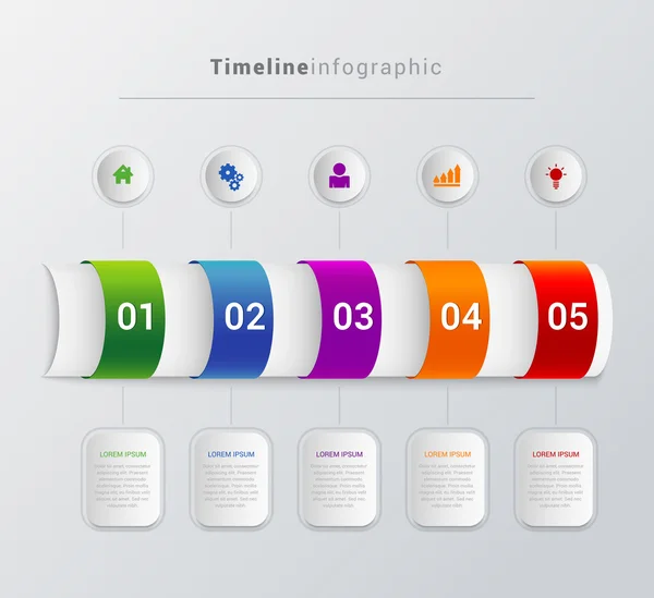 Simple stylish multicolor tube timeline — Stock Vector