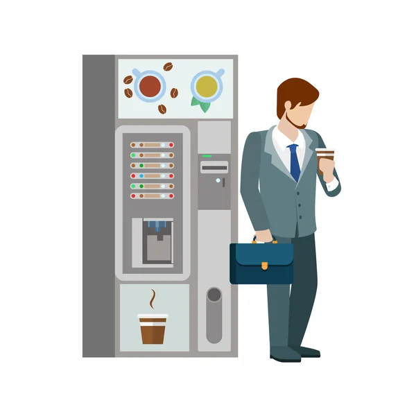 Young businessman drink hot beverage — Stock Vector