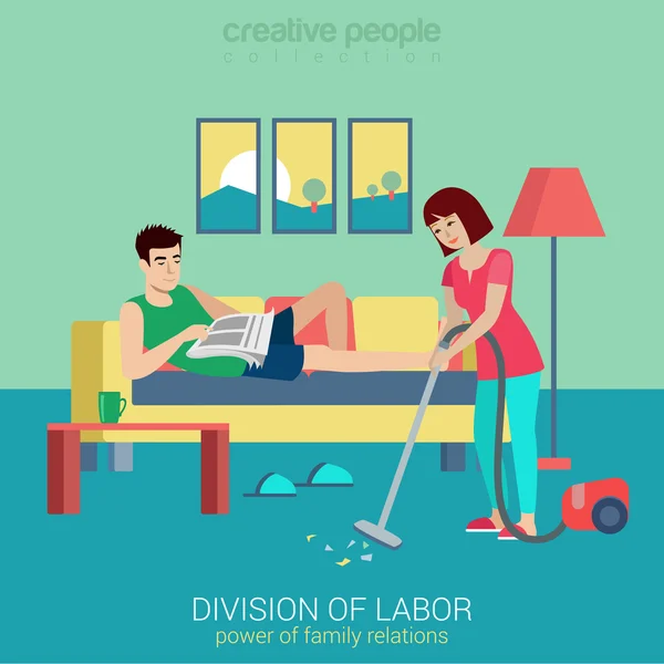 Lavoro stile di vita domestico relazioni domestiche — Vettoriale Stock