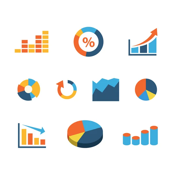 Datos gráficos iconos de infografías — Vector de stock