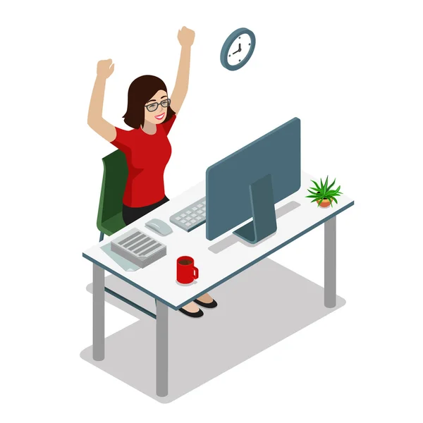 Femme d'affaires levant les mains — Image vectorielle