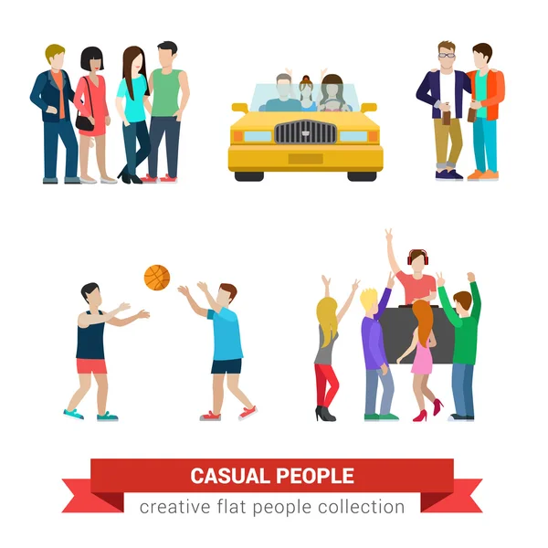 People casual clothes icons — Wektor stockowy
