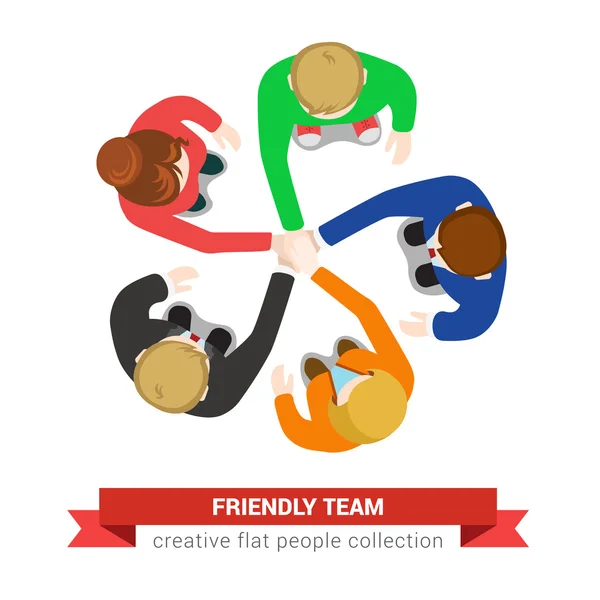 Friendly team hand on hand — Stock Vector