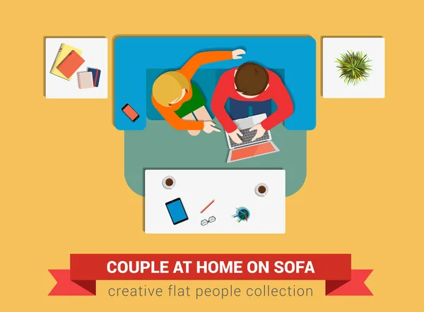 Couple on sofa surfing online — Wektor stockowy