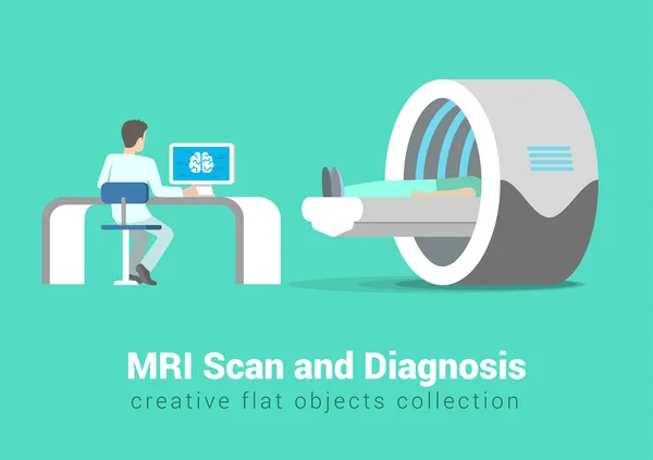 MRI scan and diagnostics process. — Stock Vector