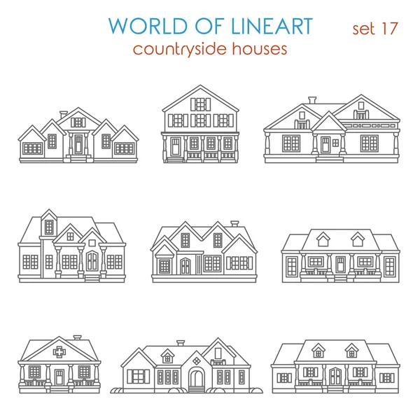 Architecture countryside house icon set. — Stock vektor