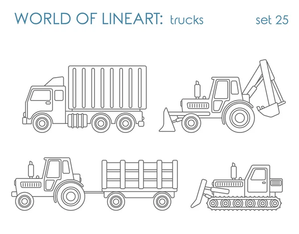 Construction municipal transport hipster set. — Stockvector