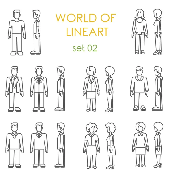 People icons lineart hipster set. — Stok Vektör