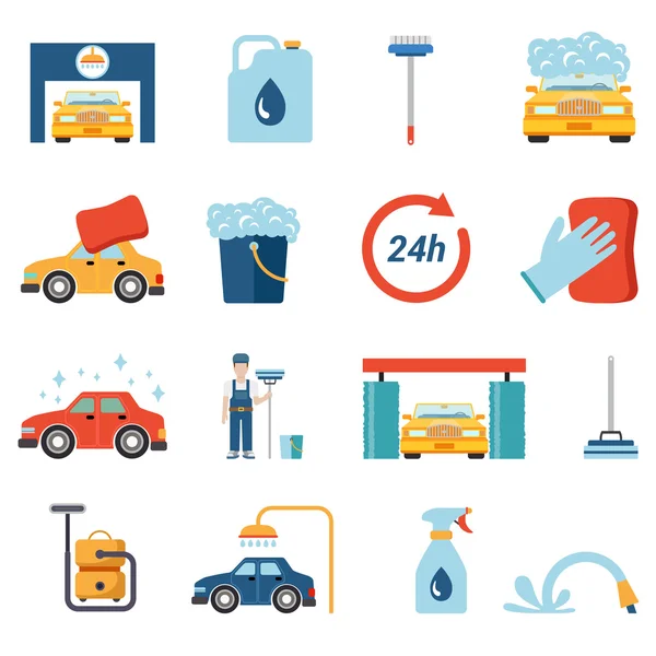 Car wash service icon set. — Stock Vector