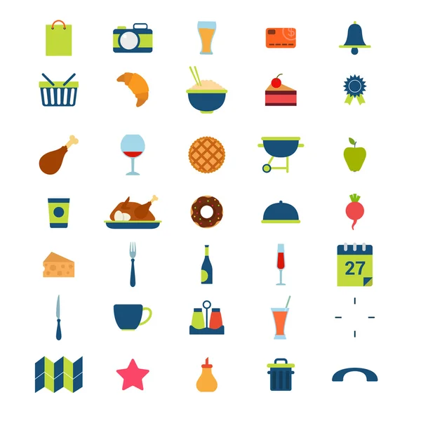 Flat  style of restaurant app icons — Stock Vector