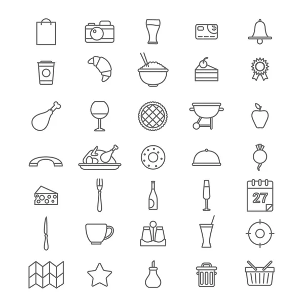 Line art style of restaurant icons — Stock Vector