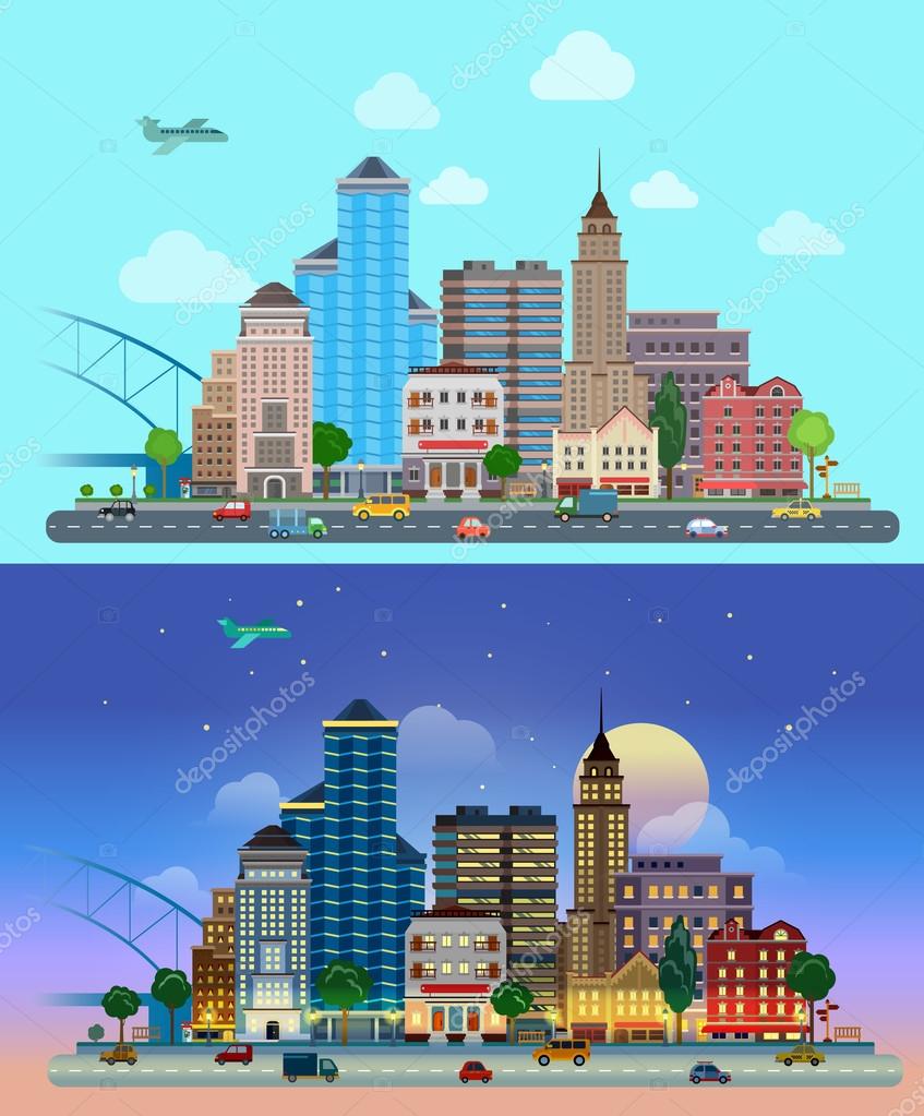 Flat cartoon city set Stock Vector Image by ©Sentavio #83140468 Flat cartoon city set Stock Vector Image by ©Sentavio #83140468