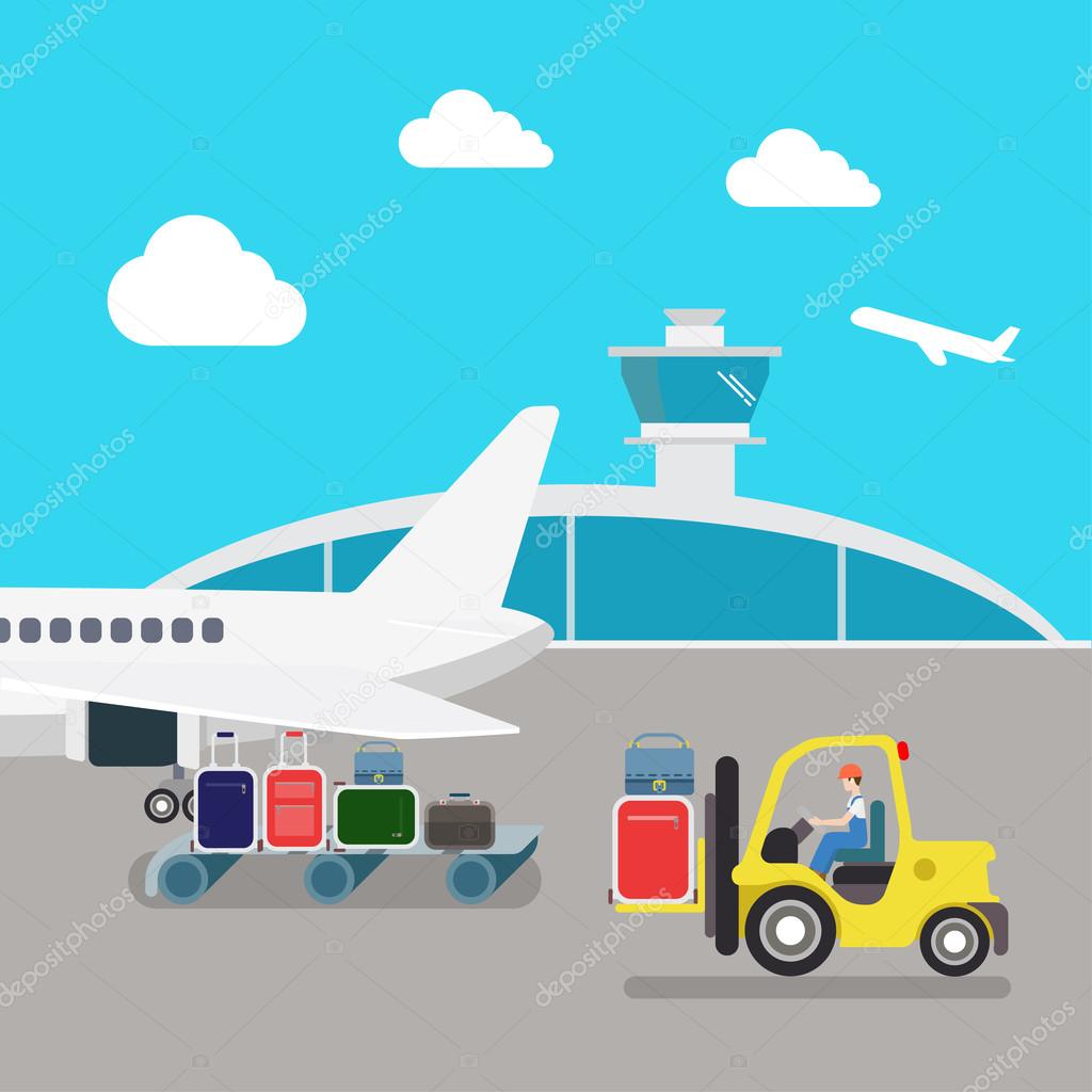 plane luggage loading process.