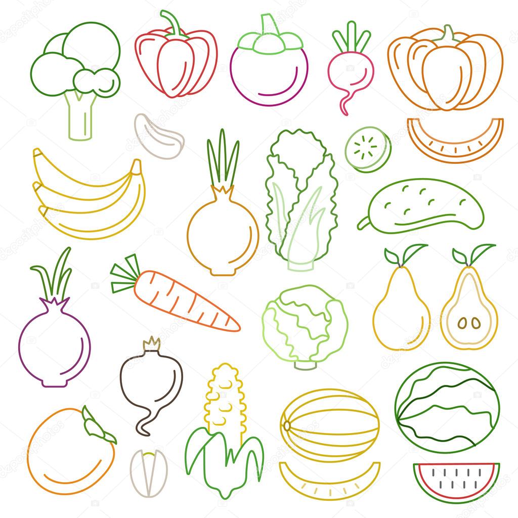 Fruits and Vegetables Pixel Art Icon Pack 