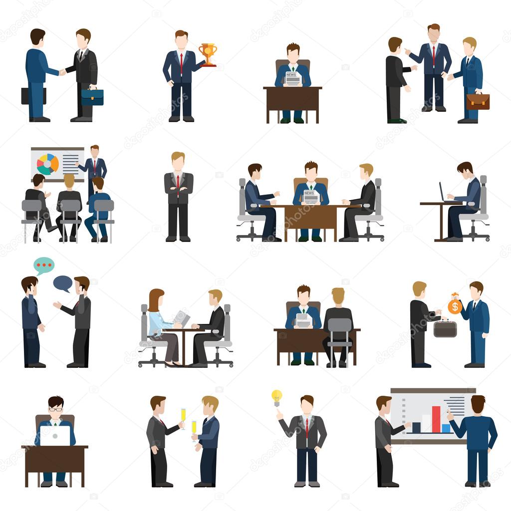 Flat style icons of business situations